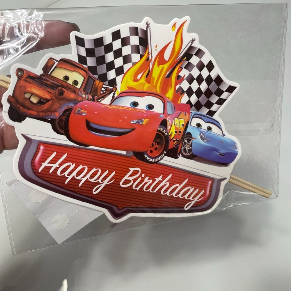 Cars Themed Happy Birthday Cake Topper